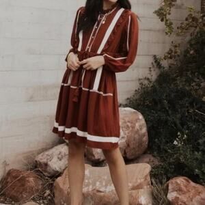 Bohme Zoe Ruffle Lace Trim Dress size Small Boho Style